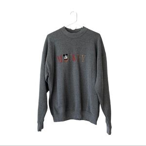 vintage 90’s mickey mouse embroidered grey crewneck